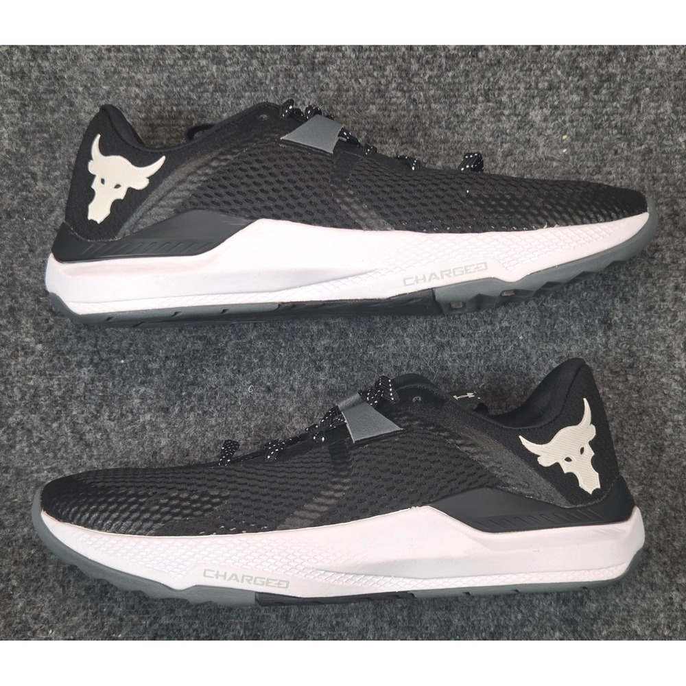 Under Armour Project Rock BSR 2 Training Sneakers Mens 9 Black White Shoes